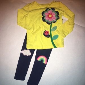 3/$15 Carters Rainbow Flower Top & Leggings